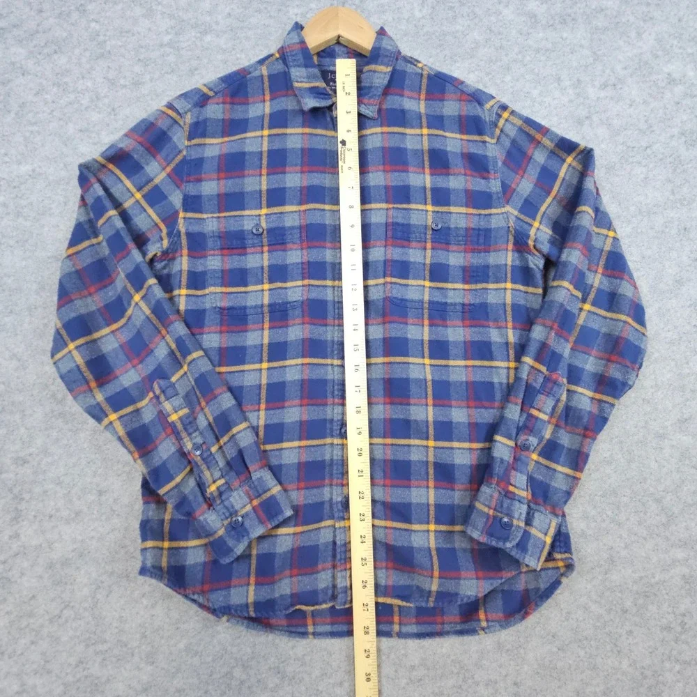 J Crew Flannel Button Up Shirt Men's Size M Multicolor Plaid‎ Long Sleeve Cotton